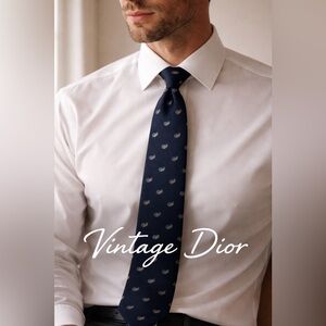 Vintage Christian Dior Monsieur Navy Paisley Tie | Classic Designer